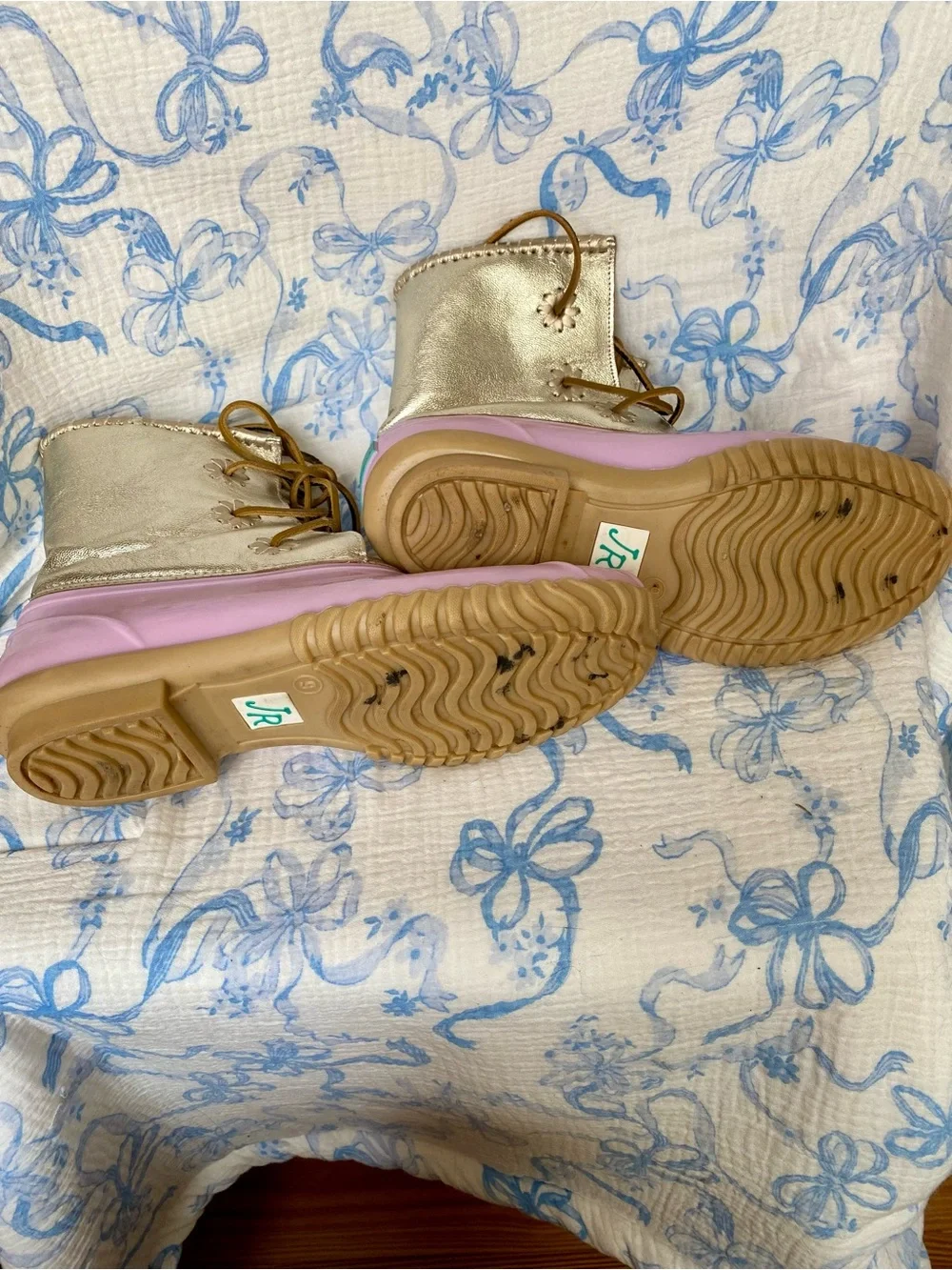 Jack Roger’s Gold and Pink Women's Duck Rain Boots